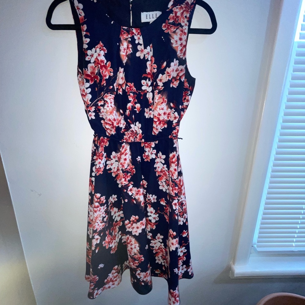 Elle Navy and Pink Floral Dress